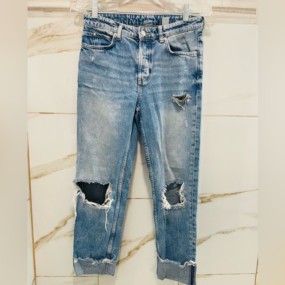 &Denim Women's Blue Boyfriend Jeans size 2 - Picture 1 of 10